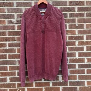 Tommy Bahama Half Zip Cotton Sweater Maroon Red Size XL Quarter Zip